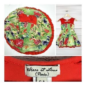 ELIANA ET LENA Paris Girl’s Summer Floral Dress Cotton size 6A
